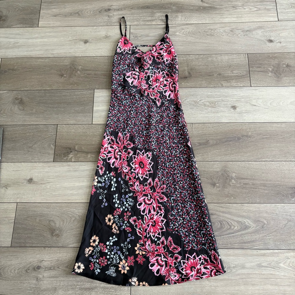 Floral Black and Pink Maxi Slip